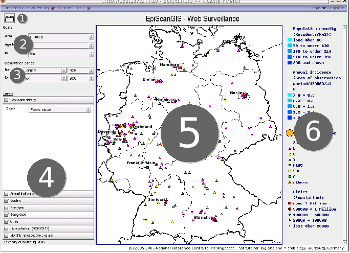 Screenshot of the EpiScanGIS web application